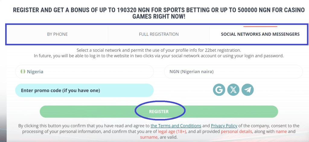 Instant 22Bet Login